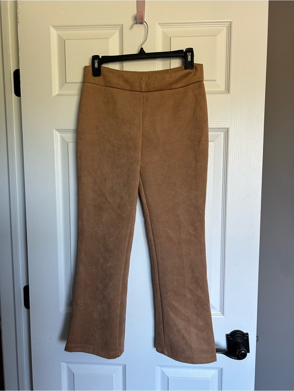 Women's Tan Suede-Look Flare Pants